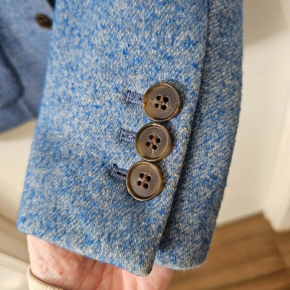 NWOT Talbots Women's Blue Tweed Wool Blend Blazer Jacket Size 4P - Picture 3 of 5